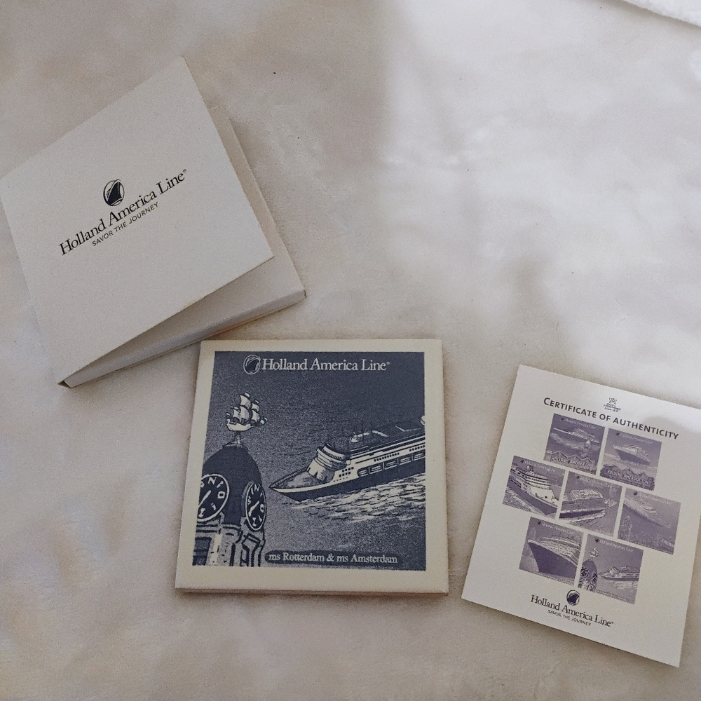 Holland America Cruise Line Ceramic Coaster Rotterdam & Amsterdam Complete F